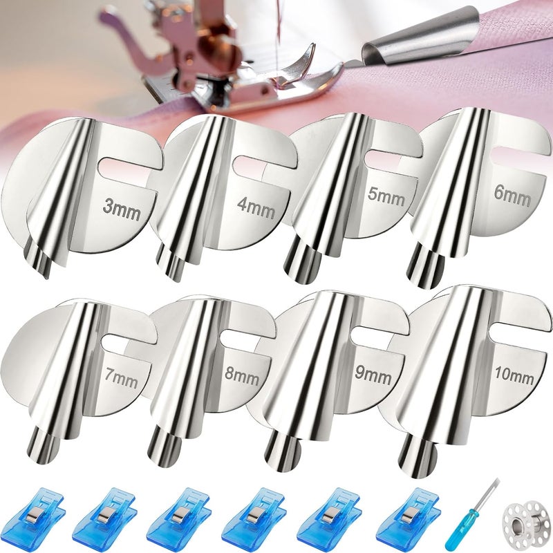 Sanchamy 2025 Upgraded Universal Sewing Rolled Hemmer Foot Set 8 Sizes Rolled Hem Presser Foot [3-10mm] Wide Rolled Hem Foot for Home Industrial Sewing Machine Sewing Supplies[8Pcs-3/4/5/6/7/8/9/10mm] - Image 1